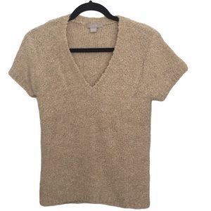 Vintage J. Crew v neck soft teddy knit sweater made in Hong Kong